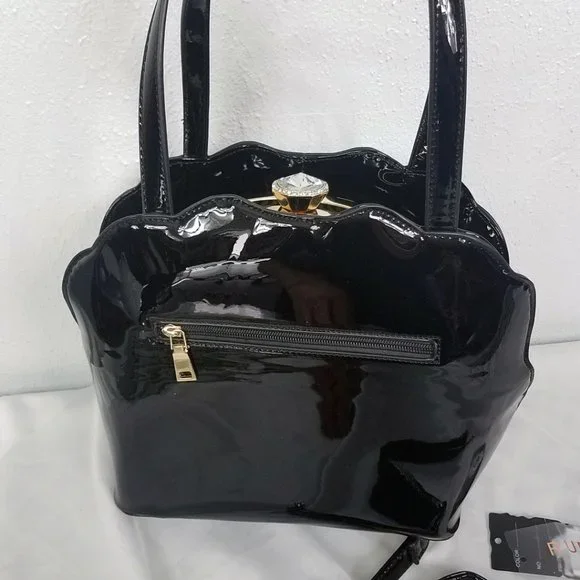 Ruby Black Patent Leather Hand Bag Shoulder Bag - Picture 10 of 15